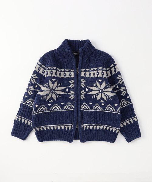 COMME CA ISM(コムサイズム)の「【雑誌掲載商品】雪柄 モールニット ジップアップ ブルゾン(ニット/セーター・キッズ・ブラック/アイボリー/ブルー・130cm/120cm/150cm)」の8枚目の写真