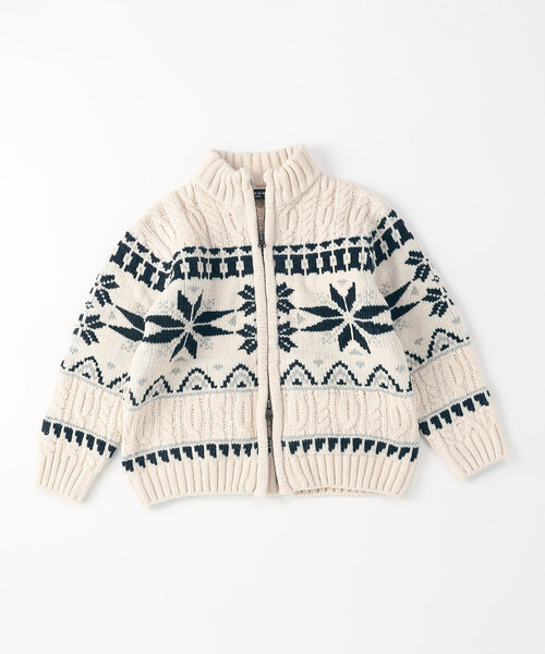 COMME CA ISM(コムサイズム)の「【雑誌掲載商品】雪柄 モールニット ジップアップ ブルゾン(ニット/セーター・キッズ・ブラック/アイボリー/ブルー・130cm/120cm/150cm)」の9枚目の写真