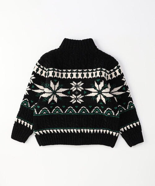 COMME CA ISM(コムサイズム)の「【雑誌掲載商品】雪柄 モールニット ジップアップ ブルゾン(ニット/セーター・キッズ・ブラック/アイボリー/ブルー・130cm/120cm/150cm)」の11枚目の写真