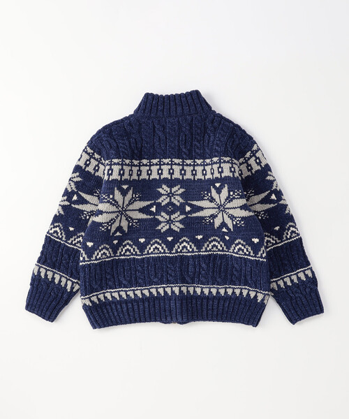 COMME CA ISM(コムサイズム)の「【雑誌掲載商品】雪柄 モールニット ジップアップ ブルゾン(ニット/セーター・キッズ・ブラック/アイボリー/ブルー・130cm/120cm/150cm)」の12枚目の写真