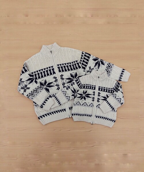 COMME CA ISM(コムサイズム)の「【雑誌掲載商品】雪柄 モールニット ジップアップ ブルゾン(ニット/セーター・キッズ・ブラック/アイボリー/ブルー・130cm/120cm/150cm)」の19枚目の写真