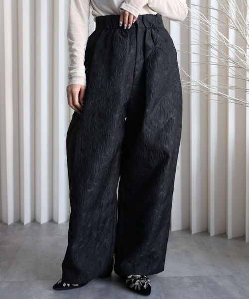 セール】【 YENNA 2026 SS 新作 】ジャガードボリュームタックパンツ