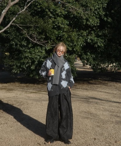 セール】【 YENNA 2026 SS 新作 】ジャガードボリュームタックパンツ