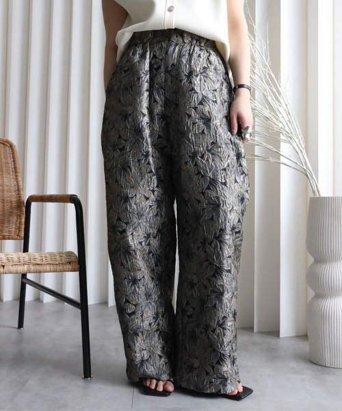 セール】【 YENNA 2026 SS 新作 】ジャガードボリュームタックパンツ