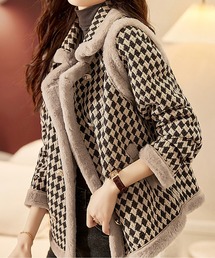 LUCPY(ラクピー)のチェック柄エコムートンジャケット(ムートンコート)