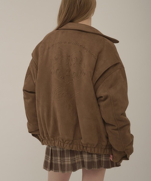 hazyl(ヘイジル)の「embossing fur blouson / エンボスファー付きブルゾン(ブルゾン・レディース・ダークブラウン/ブラウン系その他/ブラック・フリー)」の3枚目の写真