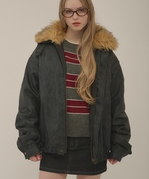 hazyl（ヘイジル）の「embossing fur blouson / エンボスファー付きブルゾン（ブルゾン）」
