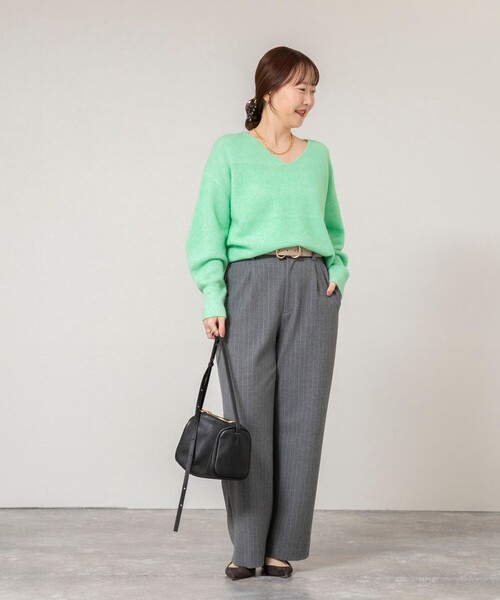 セール】《手洗い可能》アルパカ混Vネックプルオーバー（ニット