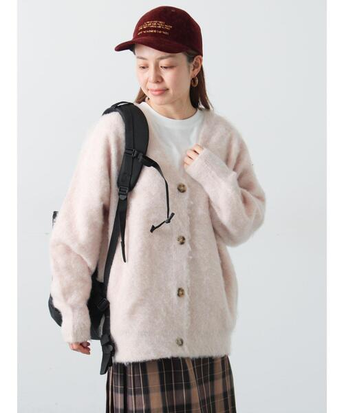 Lugnoncure（ルノンキュール）の「起毛Vネックカーディガン（カーディガン/ボレロ・レディース・ベージュ/ピンク/ブラック/ブルー/グレー・F）」の3枚目の写真