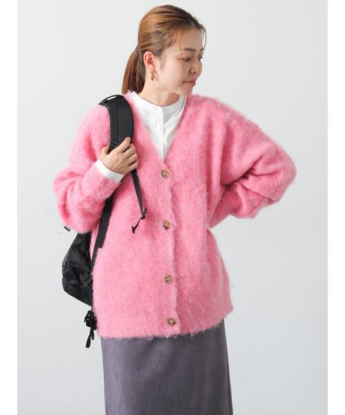 Lugnoncure（ルノンキュール）の「起毛Vネックカーディガン（カーディガン/ボレロ・レディース・ベージュ/ピンク/ブラック/ブルー/グレー・F）」の5枚目の写真