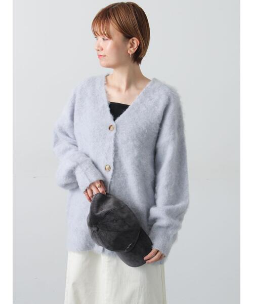 Lugnoncure（ルノンキュール）の「起毛Vネックカーディガン（カーディガン/ボレロ・レディース・ベージュ/ピンク/ブラック/ブルー/グレー・F）」の8枚目の写真