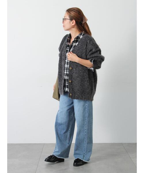 Lugnoncure（ルノンキュール）の「起毛Vネックカーディガン（カーディガン/ボレロ・レディース・ベージュ/ピンク/ブラック/ブルー/グレー・F）」の9枚目の写真