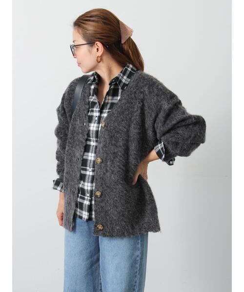 Lugnoncure（ルノンキュール）の「起毛Vネックカーディガン（カーディガン/ボレロ・レディース・ベージュ/ピンク/ブラック/ブルー/グレー・F）」の12枚目の写真