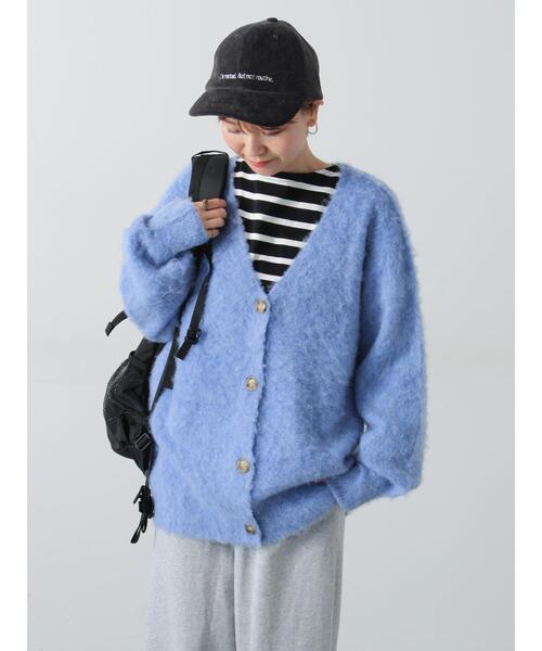 Lugnoncure（ルノンキュール）の「起毛Vネックカーディガン（カーディガン/ボレロ・レディース・ベージュ/ピンク/ブラック/ブルー/グレー・F）」の21枚目の写真