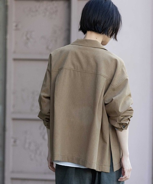 Munich（ミューニック）の「【UVカット】【防シワ】【ウォッシャブル】ストレッチサップジャケット（テーラードジャケット・レディース・モカ/グレー・FREE）」の5枚目の写真