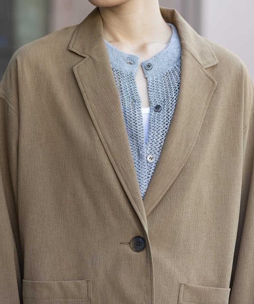 Munich（ミューニック）の「【UVカット】【防シワ】【ウォッシャブル】ストレッチサップジャケット（テーラードジャケット・レディース・モカ/グレー・FREE）」の9枚目の写真