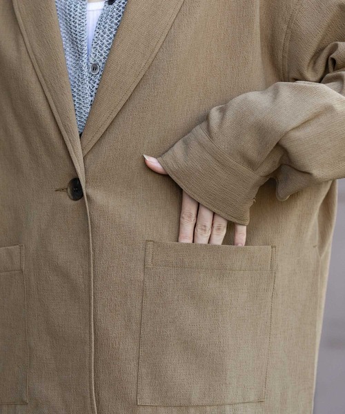 Munich（ミューニック）の「【UVカット】【防シワ】【ウォッシャブル】ストレッチサップジャケット（テーラードジャケット・レディース・モカ/グレー・FREE）」の10枚目の写真