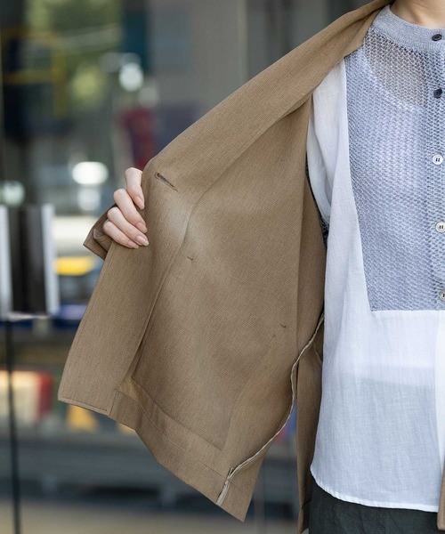 Munich（ミューニック）の「【UVカット】【防シワ】【ウォッシャブル】ストレッチサップジャケット（テーラードジャケット・レディース・モカ/グレー・FREE）」の14枚目の写真