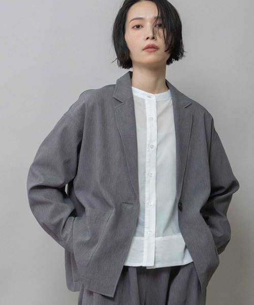 Munich（ミューニック）の「【UVカット】【防シワ】【ウォッシャブル】ストレッチサップジャケット（テーラードジャケット・レディース・モカ/グレー・FREE）」の15枚目の写真