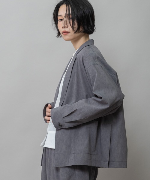 Munich（ミューニック）の「【UVカット】【防シワ】【ウォッシャブル】ストレッチサップジャケット（テーラードジャケット・レディース・モカ/グレー・FREE）」の16枚目の写真