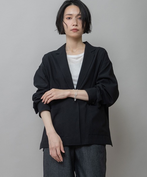 Munich（ミューニック）の「【UVカット】【防シワ】【ウォッシャブル】ストレッチサップジャケット（テーラードジャケット・レディース・モカ/グレー・FREE）」の22枚目の写真