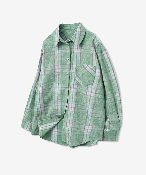 LADY VOLUME（レディーボリューム）の「OVER-FIT TARTAN CHECK POCKET SHIRT_GREEN（シャツ/ブラウス・レディース・その他・SMALL/MEDIUM）」の2枚目の写真