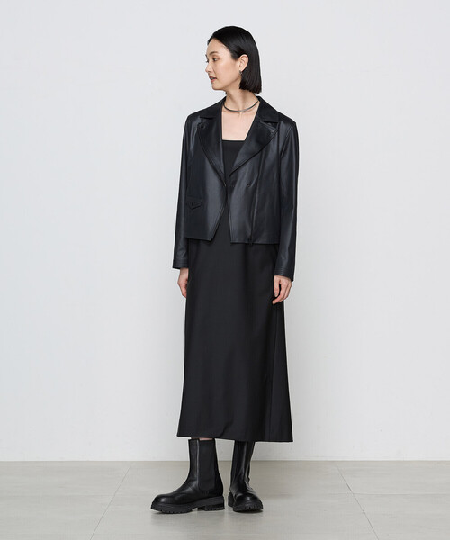 COMME CA(コムサ)の「〔 TALLサイズ 〕【ブライトリーセットアップ/セットアップ対応】ストレッチトロ ワンピース(ワンピース・レディース・ブラック・13号)」の12枚目の写真