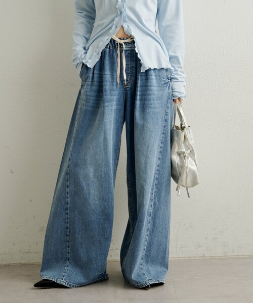 Omekashi（オメカシ）の「デニムイージーパンツ（デニムパンツ・レディース・ブルー/ネイビー・38/36）」の2枚目の写真