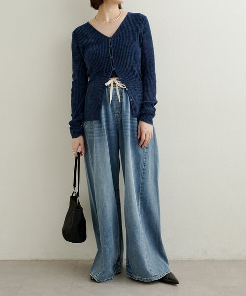 Omekashi（オメカシ）の「デニムイージーパンツ（デニムパンツ・レディース・ブルー/ネイビー・38/36）」の3枚目の写真