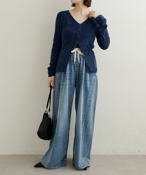 Omekashi（オメカシ）の「デニムイージーパンツ（デニムパンツ・レディース・ブルー/ネイビー・38/36）」の4枚目の写真