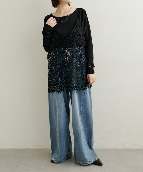 Omekashi（オメカシ）の「デニムイージーパンツ（デニムパンツ・レディース・ブルー/ネイビー・38/36）」の8枚目の写真