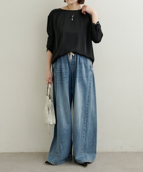 Omekashi（オメカシ）の「デニムイージーパンツ（デニムパンツ・レディース・ブルー/ネイビー・38/36）」の9枚目の写真