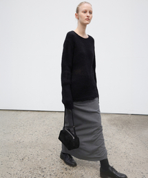 Straight Maxi Skirt - Stripe Charcoal