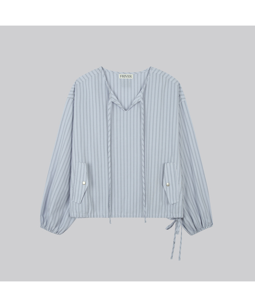 FRIVER07(フリバー07)の「Stripe shirt anorak FRFA01SH13_Sky blue(シャツ/ブラウス・レディース・スカイブルー・FREE)」の1枚目の写真
