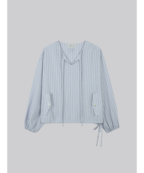 FRIVER07(フリバー07)の「Stripe shirt anorak FRFA01SH13_Sky blue(シャツ/ブラウス・レディース・スカイブルー・FREE)」の2枚目の写真
