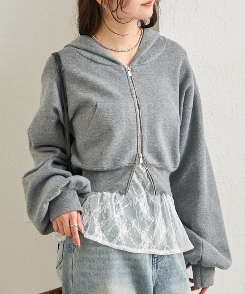 mystic（ミスティック）の「フーディーニットショートパーカー（パーカー・レディース・オフホワイト/グレー/ネイビー・FREE）」の3枚目の写真