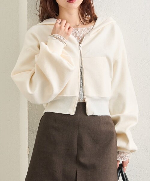 mystic（ミスティック）の「フーディーニットショートパーカー（パーカー・レディース・オフホワイト/グレー/ネイビー・FREE）」の2枚目の写真