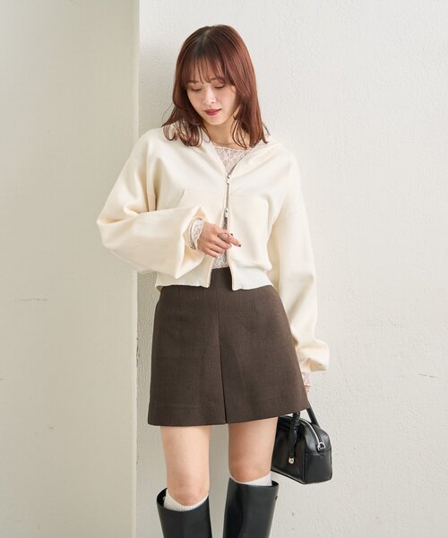 mystic（ミスティック）の「フーディーニットショートパーカー（パーカー・レディース・オフホワイト/グレー/ネイビー・FREE）」の4枚目の写真