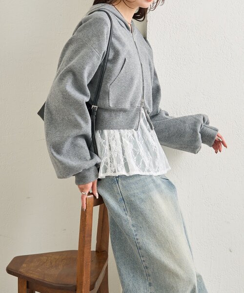 mystic（ミスティック）の「フーディーニットショートパーカー（パーカー・レディース・オフホワイト/グレー/ネイビー・FREE）」の16枚目の写真