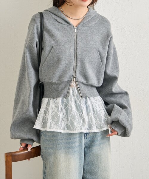 mystic（ミスティック）の「フーディーニットショートパーカー（パーカー・レディース・オフホワイト/グレー/ネイビー・FREE）」の17枚目の写真