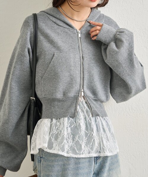 mystic（ミスティック）の「フーディーニットショートパーカー（パーカー・レディース・オフホワイト/グレー/ネイビー・FREE）」の18枚目の写真