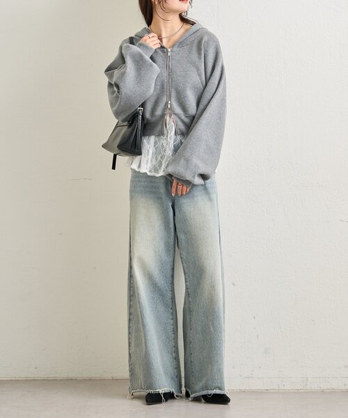 mystic（ミスティック）の「フーディーニットショートパーカー（パーカー・レディース・オフホワイト/グレー/ネイビー・FREE）」の19枚目の写真