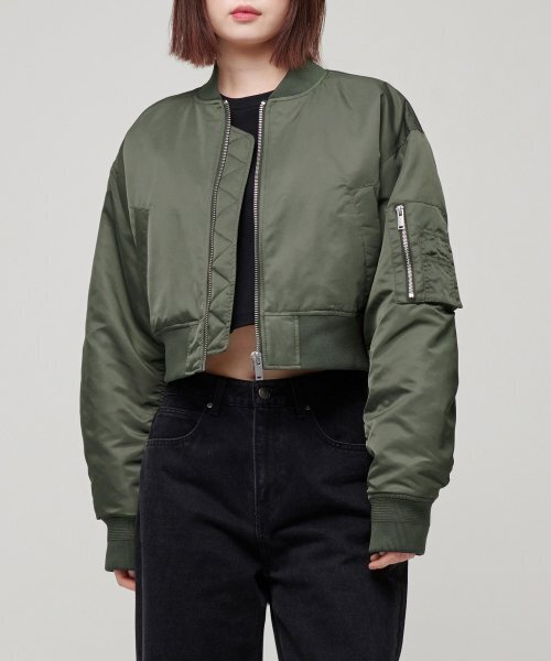 MUSINSA STANDARD WOMAN（ムシンサスタンダードウーマン）の「ウィメンズクロップMA-1ボンバージャケット[カーキ]（ブルゾン・レディース・その他・LARGE/MEDIUM/SMALL）」の18枚目の写真