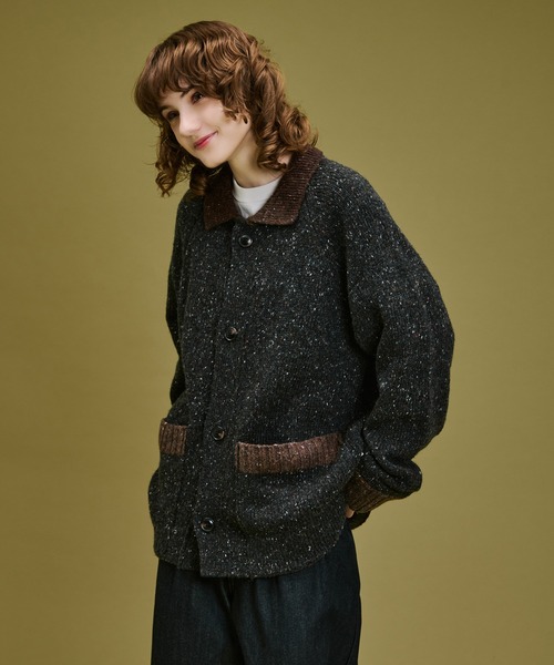 セール】BICOLOR NEP KNIT CARDIGAN / バイカラーネップニット