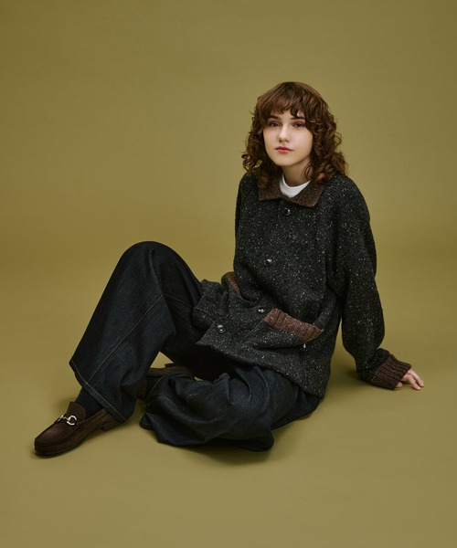 WETTEMPT(ウィテンプト)の「BICOLOR NEP KNIT CARDIGAN / バイカラーネップニットカーディガン(ニット/セーター・メンズ・カーキ/チャコールグレー・SMALL/LARGE/MEDIUM)」の16枚目の写真