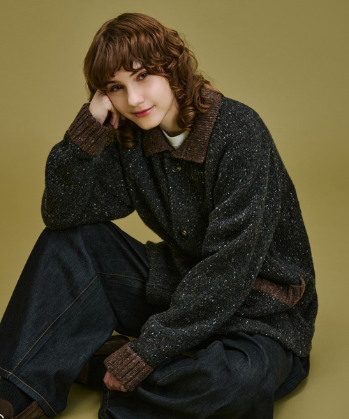 WETTEMPT(ウィテンプト)の「BICOLOR NEP KNIT CARDIGAN / バイカラーネップニットカーディガン(ニット/セーター・メンズ・カーキ/チャコールグレー・SMALL/LARGE/MEDIUM)」の18枚目の写真