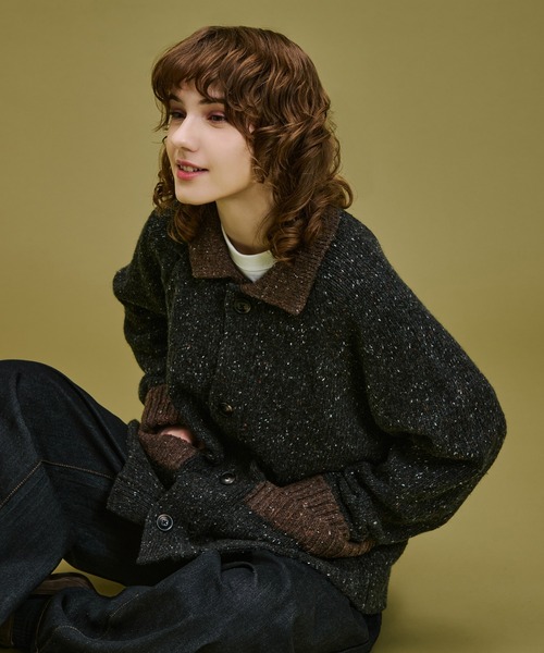 WETTEMPT(ウィテンプト)の「BICOLOR NEP KNIT CARDIGAN / バイカラーネップニットカーディガン(ニット/セーター・メンズ・カーキ/チャコールグレー・SMALL/LARGE/MEDIUM)」の19枚目の写真