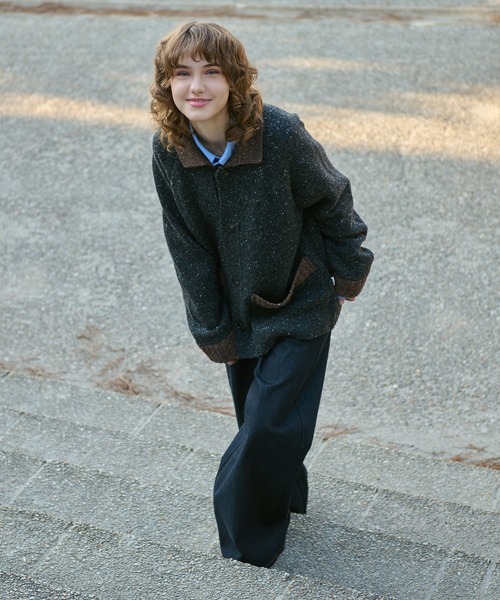 WETTEMPT(ウィテンプト)の「BICOLOR NEP KNIT CARDIGAN / バイカラーネップニットカーディガン(ニット/セーター・メンズ・カーキ/チャコールグレー・SMALL/LARGE/MEDIUM)」の21枚目の写真