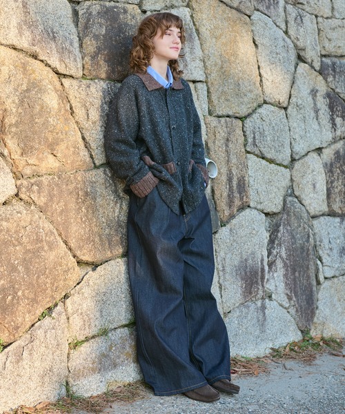 BICOLOR NEP KNIT CARDIGAN / バイカラーネップニットカーディガン