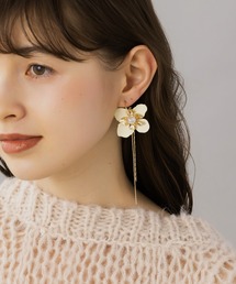【LA MUE】フラワー×パール チェーンピアス